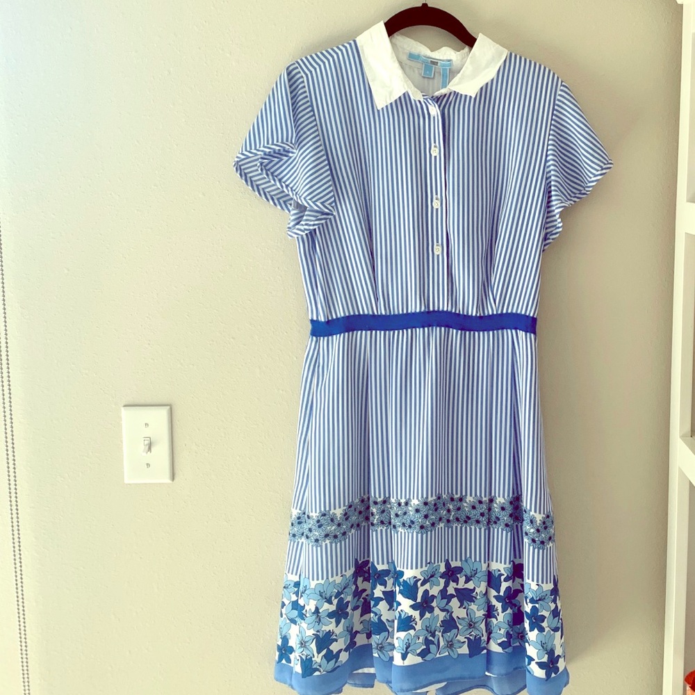 Draper James blue & white striped shirtdress - Picture 1 of 16